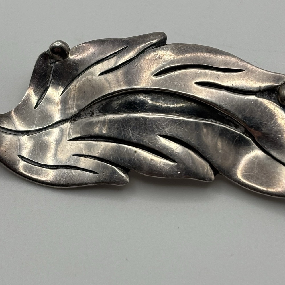 Vintage Tasco Designer Maricela Floral Leaf Sterling Silver Brooch Pin Set Of 2 - Picture 11 of 15